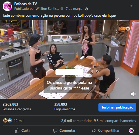 Resultados da Postagem em Fofocas da TV